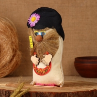 Оберег "Домовой в кепке с подковой", лён, 20 см Оберег "Домовой в кепке с подковой", лён, 20 см