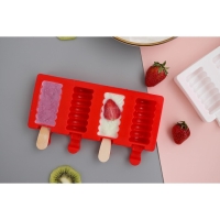 Форма для мороженого Доляна &laquo;Моника&raquo;, силикон, 19,5&times;11 см, 4 ячейки (6,7&times;3,2 см), цвет МИКС