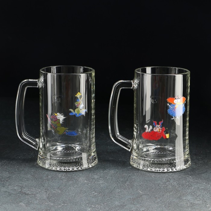 Набор кружек для пива «Приколисты», 500 мл, 2 шт, рисунок МИКС Набор кружек для пива «Приколисты», 500 мл, 2 шт, рисунок МИКС