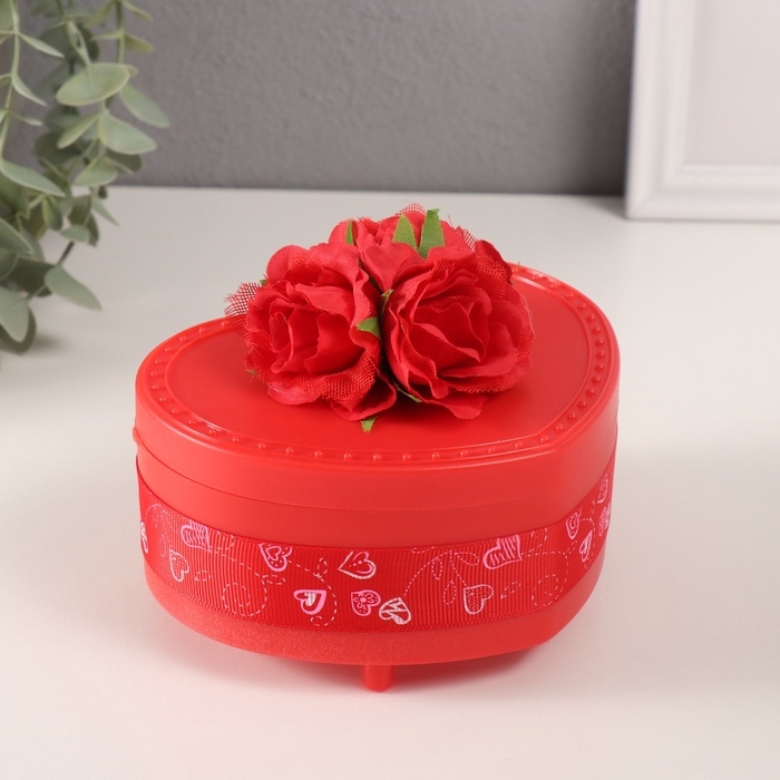 Шкатулка музыкальная механическая Шкатулка музыкальная механическая "Нежные розы" красная 12х13,5х10,5 см