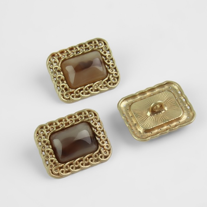 Набор металлических пуговиц на ножке, 18 × 21мм, 3 шт, цвет коричневый/золотой Набор металлических пуговиц на ножке, 18 × 21мм, 3 шт, цвет коричневый/золотой