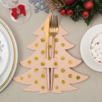 Новый год. Конверт для столовых предметов «Ёлка с золотом» 23х35 см, 100% п/э, фетр Новый год. Конверт для столовых предметов «Ёлка с золотом» 23х35 см, 100% п/э, фетр