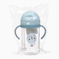 Поильник - непроливайка детский с силиконовой трубочкой и грузиком, от 9 мес., 350 мл., с ручками, цвет голубой, Крошка Я Поильник - непроливайка детский с силиконовой трубочкой и грузиком, от 9 мес., 350 мл., с ручками, цвет голубой, Крошка Я