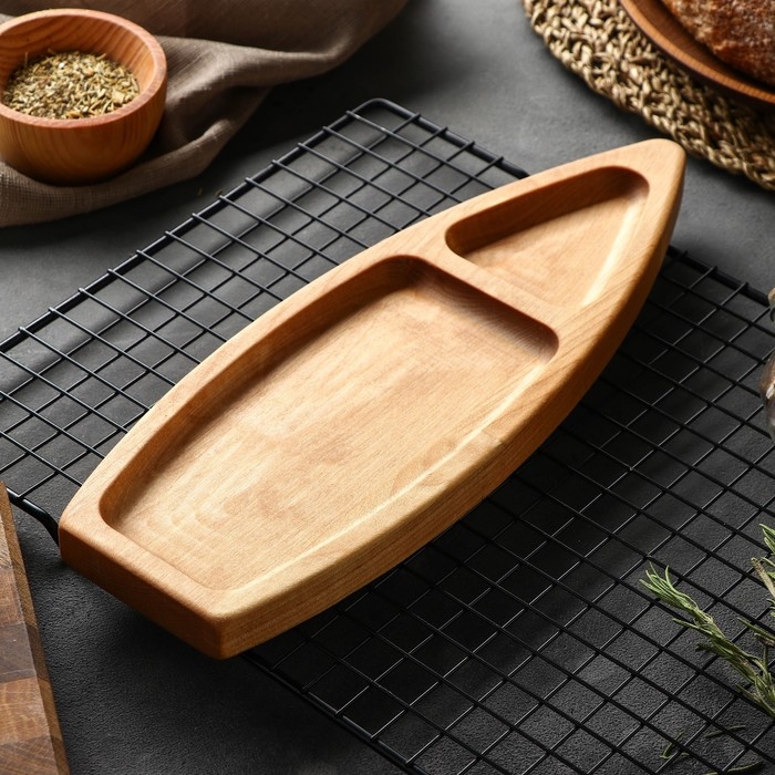 Менажница &laquo;Лодочка&raquo;, 2 секции, d=30&times;1 см, берёза