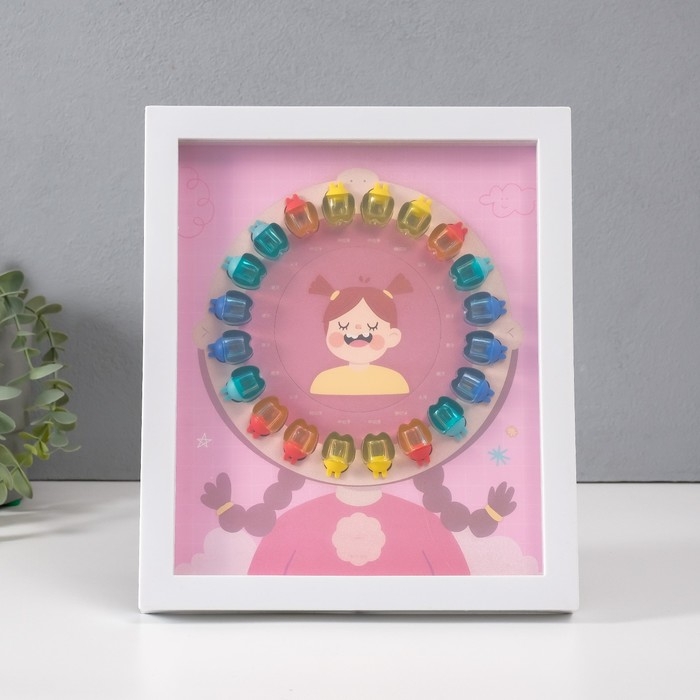 Фоторамка пластик 9х9 см Фоторамка пластик 9х9 см "Молочные зубики" розовая 2х23х27 см