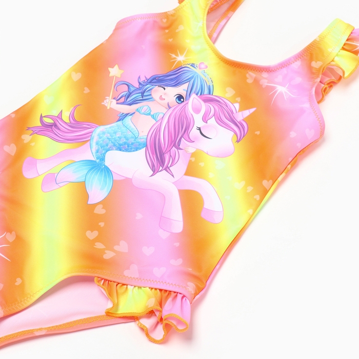 Купальник слитный для девочек, цвет оранжевый, рост 110-116 см