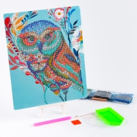 Алмазная вышивка «Сова-красавица», с подставкой, с частичным заполнением Алмазная вышивка «Сова-красавица», с подставкой, с частичным заполнением