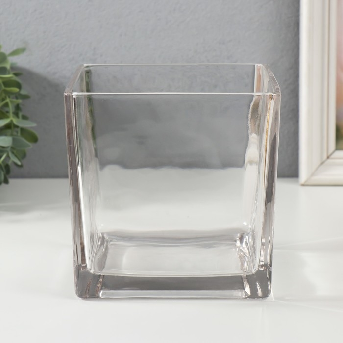 Подсвечник стекло на 1 свечу "Квадратный" прозрачный 15х15х15 см