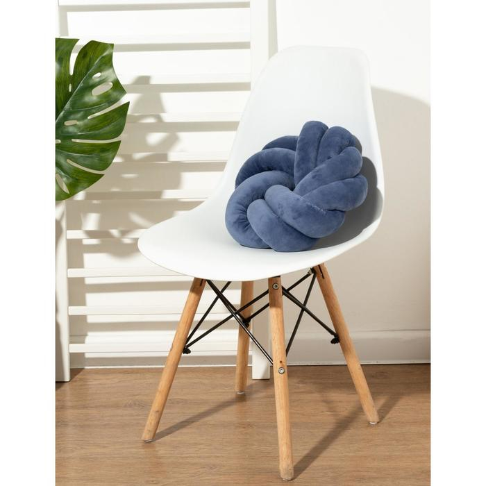 Подушка-узел &laquo;Этель&raquo;, d=33см, цвет синий, велюр