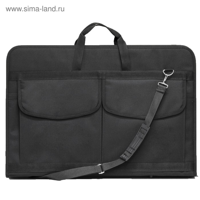 Папка для чертежей и рисунков А2, 640 х 450 х 30 мм, с ручками, текстильная, Estado, 3 кармана, цвет чёрный, Папка для чертежей и рисунков А2, 640 х 450 х 30 мм, с ручками, текстильная, Estado, 3 кармана, цвет чёрный,