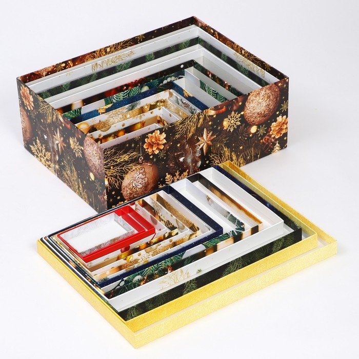 Набор коробок подарочных 15 в 1 &laquo;С Новым годом&raquo;, 12 х 7 х 4 см - 46,6 х 35,2 х 17.5 см, Новый год