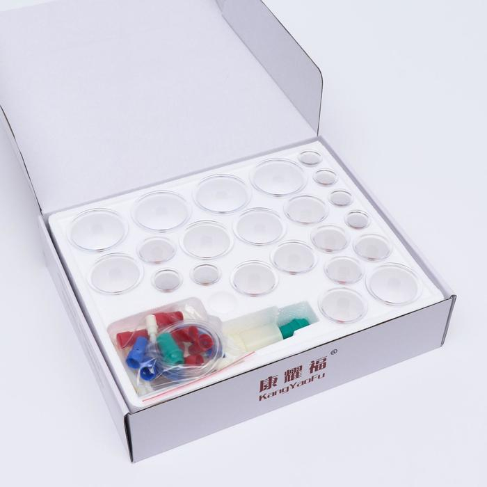 Банки акупункционного действия для вакуумного массажа с насосом, набор 24 шт. Банки акупункционного действия для вакуумного массажа с насосом, набор 24 шт.