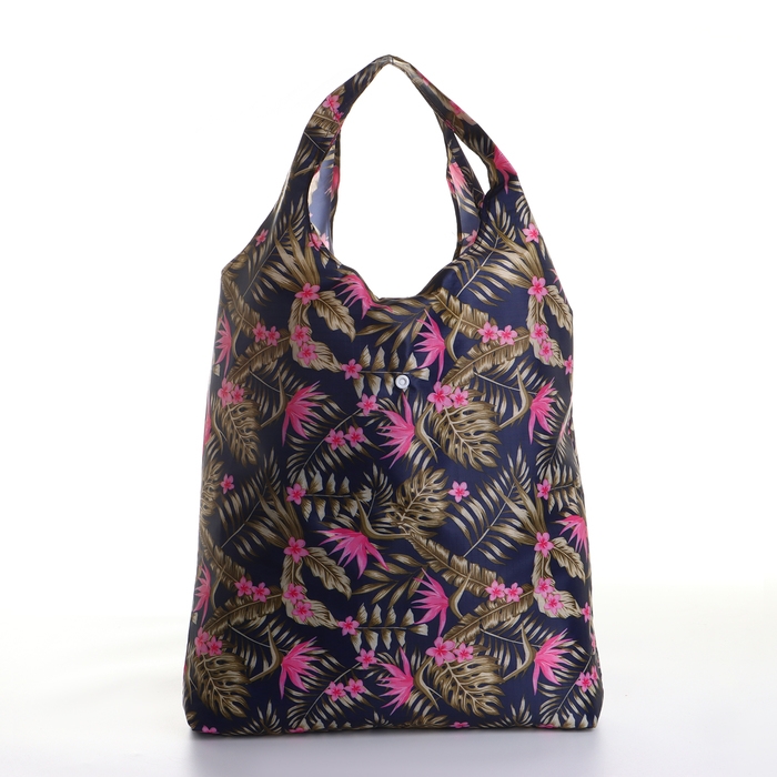 Сумка хозяйственная на кнопке, складная, цвет синий/разноцветный