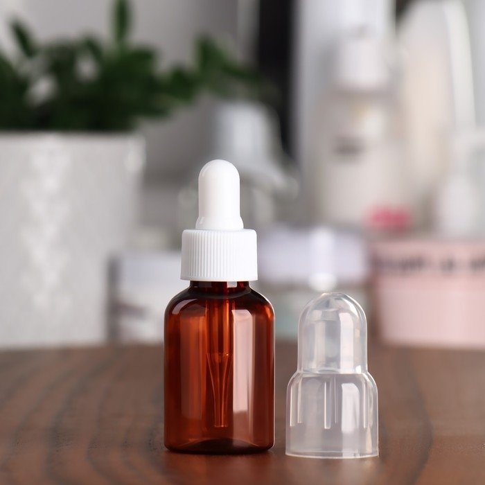 Бутылочка для хранения, с пипеткой, 35 мл, цвет коричневый/белый Бутылочка для хранения, с пипеткой, 35 мл, цвет коричневый/белый