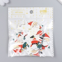 Декор для творчества дерево "Дедушка мороз с ёлкой" набор 10 шт 4,2х3,4 см