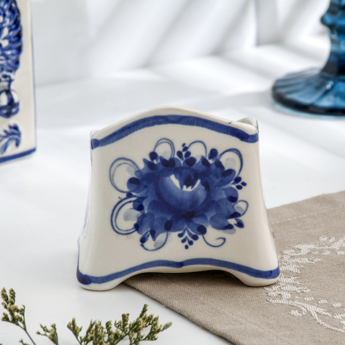 Подставка для губки, 6х9 см, гжель, фарфор Подставка для губки, 6х9 см, гжель, фарфор