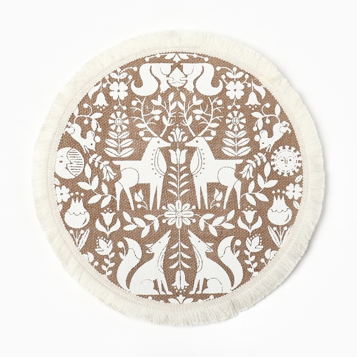 Набор салфеток 4 шт  &laquo;Олени&raquo; цв.белый, 37*37 см