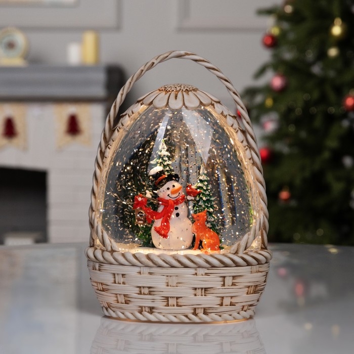 Фигура светодиодная &laquo;Снежная корзинка&raquo;, 20.3х15х9 см, музыка, батарейки ААх3 (не в комплекте), USB, свечение тёплое белое