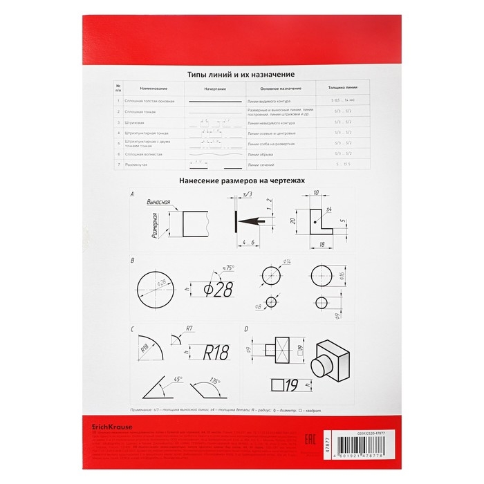 Бумага для черчения А4, 20 листов, блок 200 г/м&sup2;, ErichKrause, без рамки, в картонной папке