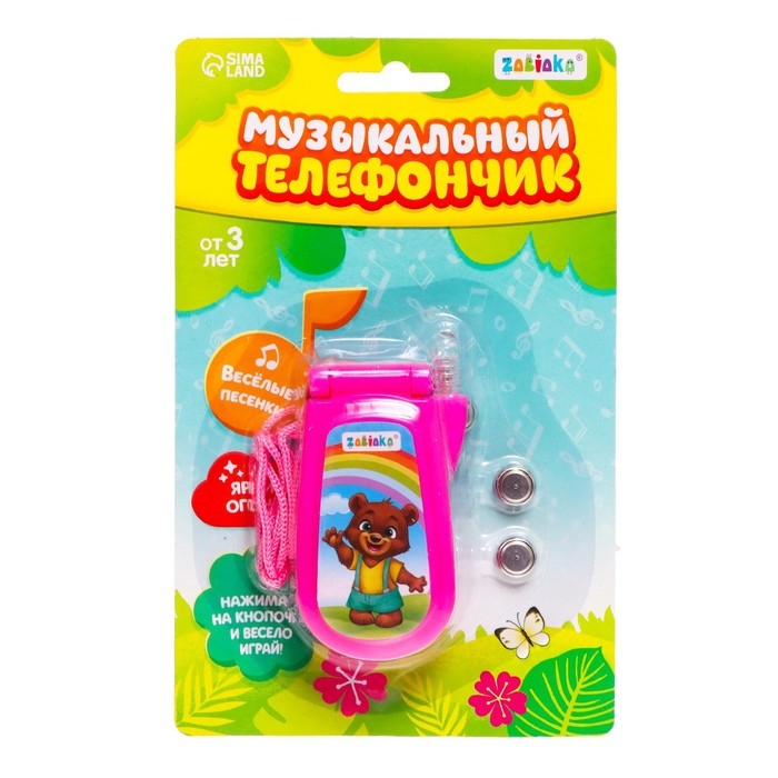 Музыкальный телефон &laquo;Зверюшки&raquo;, русская озвучка, световые эффекты, работает от батареек, МИКС