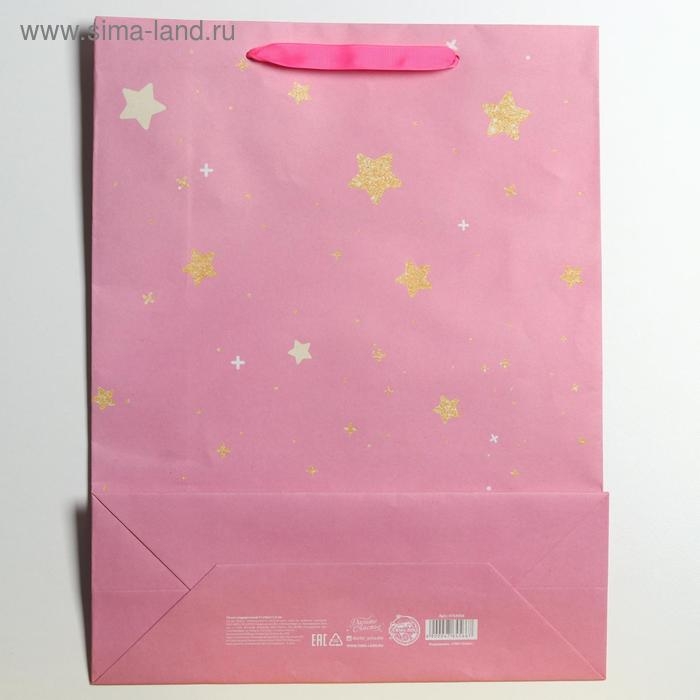 Пакет подарочный крафтовый вертикальный, упаковка, &laquo;Единорожек&raquo;, L 31 х 40 х 11,5 см