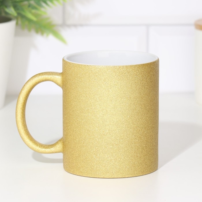 Кружка под сублимацию, керамическая с логотипом, цвет золотой глиттер, 320мл