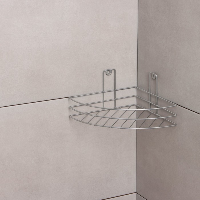 Полка угловая, 1 ярус, 19,5×10×21 см, цвет хром Полка угловая, 1 ярус, 19,5×10×21 см, цвет хром