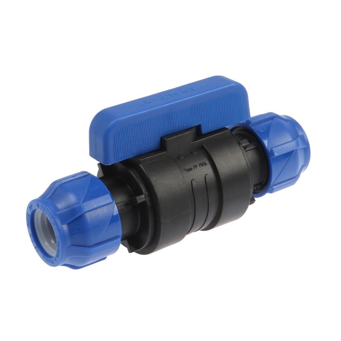 Кран шаровой ПНД Valfex, d=25 х 25 мм, цанга/цанга, разборный Кран шаровой ПНД Valfex, d=25 х 25 мм, цанга/цанга, разборный