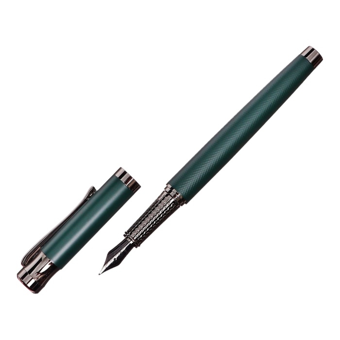 Ручка подарочная перьевая в кожзам футляре Офис корпус зеленый Ручка подарочная перьевая в кожзам футляре Офис корпус зеленый