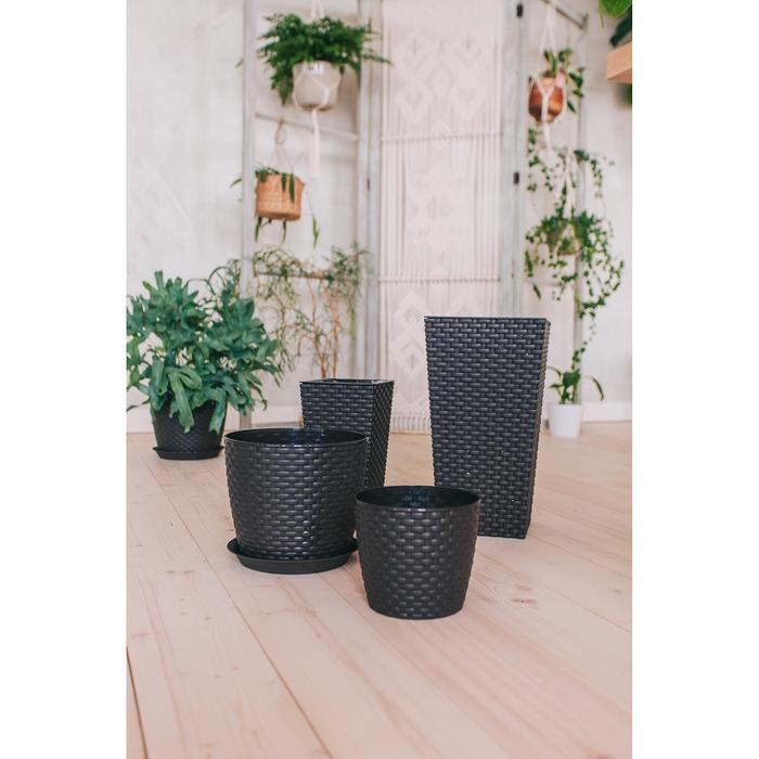 Кашпо для цветов со вставкой &laquo;Ротанг&raquo;, вставка 4,9 л, цвет коричневый