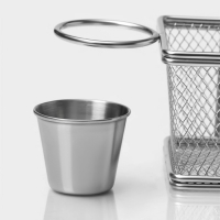 Корзинка для картофеля фри Доляна «Лонгфилд», 10×8×7,5 см, с соусником d=5 см, цвет серебристый Корзинка для картофеля фри Доляна «Лонгфилд», 10×8×7,5 см, с соусником d=5 см, цвет серебристый