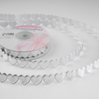 Лента фигурная &laquo;Сердечки&raquo;, 16 мм, 9 &plusmn; 0,5 м, цвет серебряный