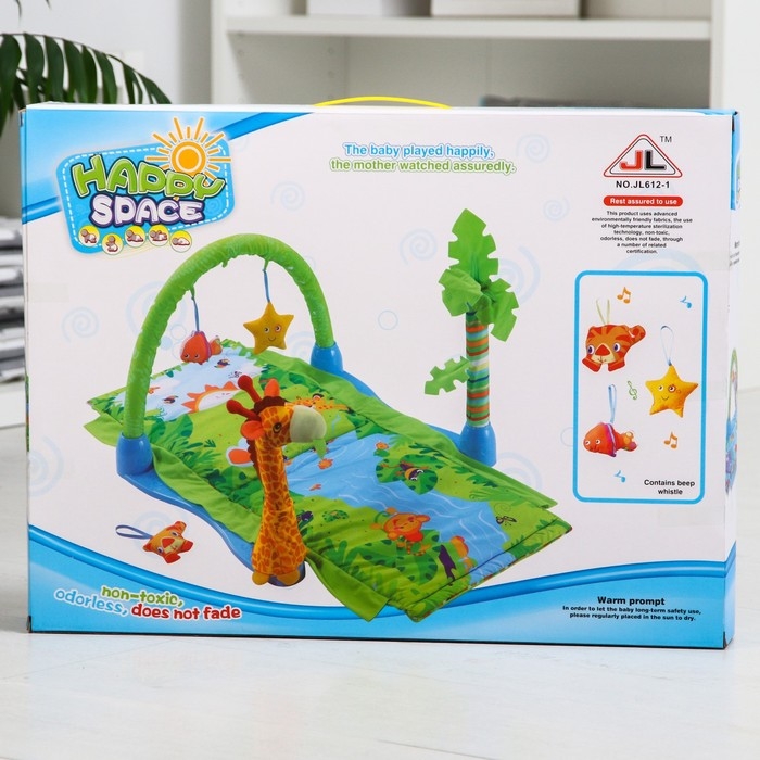 Развивающий коврик &laquo;Остров&raquo;, с дугой и игрушками, 77х77х0,5