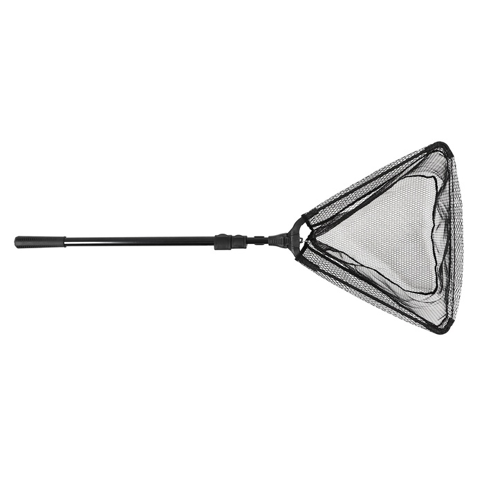 Подсачник складной телескопический П-29, усиленный, 250 см, треугольный обод 50 см, черный