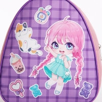 Рюкзак детский для девочки &laquo;Девочка аниме&raquo;, 23х20,5 см см, отдел на молнии, цвет розовый