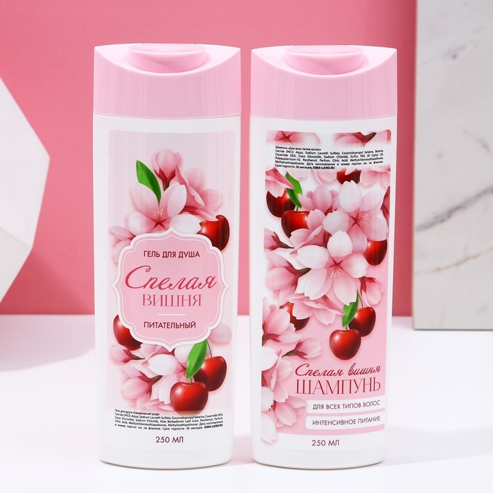 Подарочный набор косметики &laquo;Расцветай!&raquo;, гель для душа и шампунь для волос, 2 х 250 мл, ЧИСТОЕ СЧАСТЬЕ