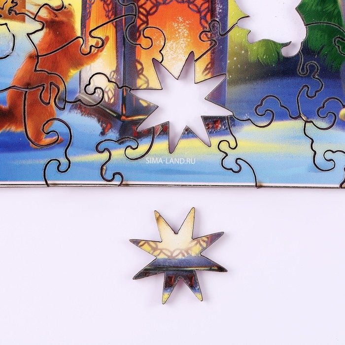 Пазл деревянный фигурный на новый год &laquo;Ночная новогодняя сказка&raquo;, 145 элементов