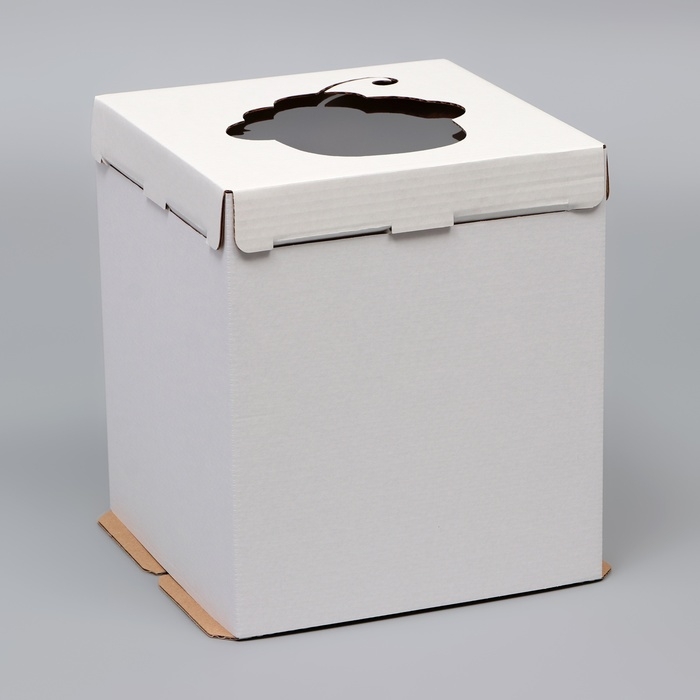 Коробка под торт с окном, Коробка под торт с окном, "Пироженка", белая, 26 х 26 х 30 см