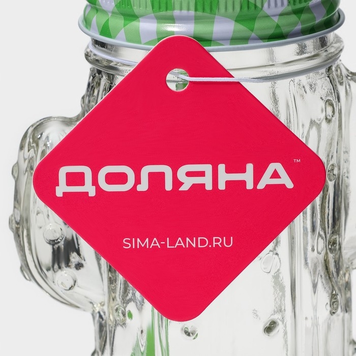 Кружка стеклянная с крышкой и трубочкой Доляна «Кактус», 450 мл, 11×7×15 см Кружка стеклянная с крышкой и трубочкой Доляна «Кактус», 450 мл, 11×7×15 см