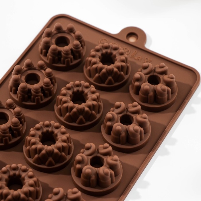 Форма для конфет и шоколада «Дольче», силикон, 20×11×1,8 см, 15 ячеек, цвет коричневый Форма для конфет и шоколада «Дольче», силикон, 20×11×1,8 см, 15 ячеек, цвет коричневый