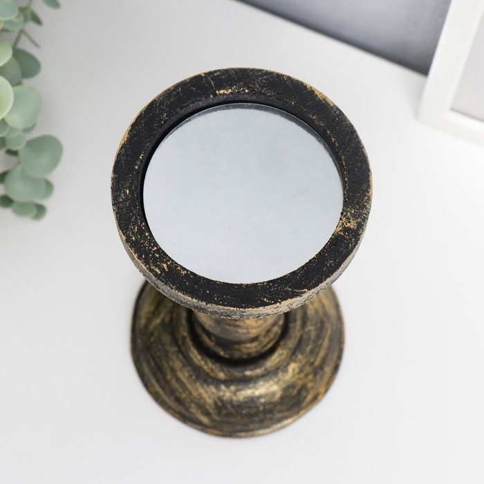 Подсвечник дерево на 1 свечу Подсвечник дерево на 1 свечу "Оскар" чёрный с золотой патиной 19,5х10х10 см