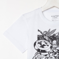 Футболка детская Мстители, рост 122-128, белый Футболка детская Мстители, рост 122-128, белый