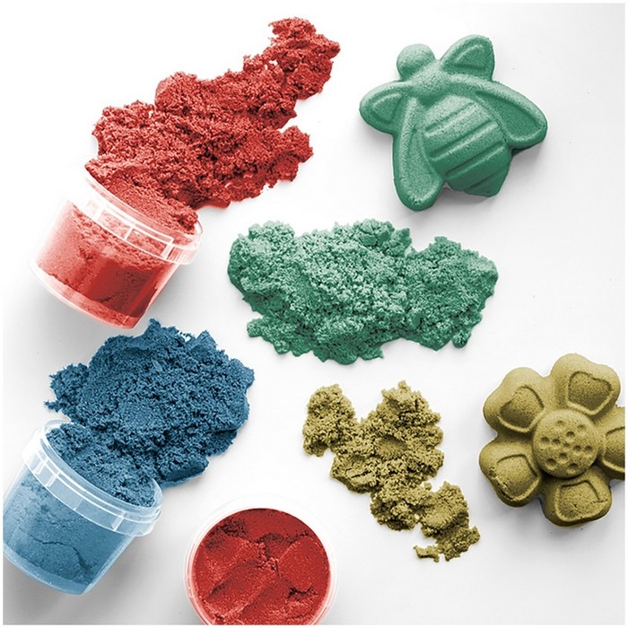 Песок для лепки &laquo;Енот в пустыне&raquo;, 4 цвета, 480 г, в баночке, 4 форм.