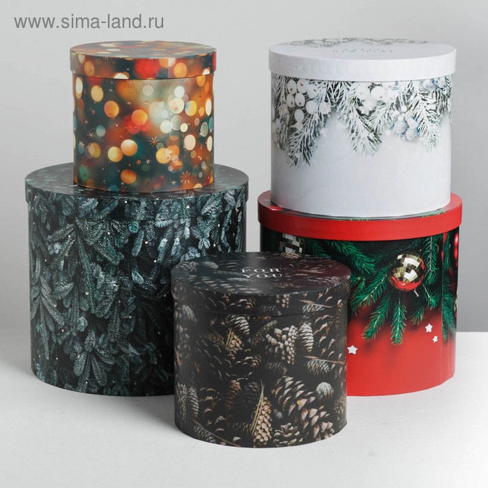 Набор подарочных коробок 5 в 1 &laquo;Новогоднее фото&raquo;, 13 х 14‒19.5 х 22 см, Новый год