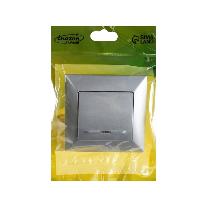 Выключатель Luazon Lighting Выключатель Luazon Lighting "Антей", 10 А, 1 клавиша, с подсветкой, скрытый серебристый