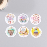 Наклейка бумага "Ловцы снов. Бохо" d=2,5 см 252 шт в рулоне