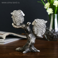 Сувенир полистоун "Два маленьких филина с большими глазами на дереве" 16,5х14,5х6 см