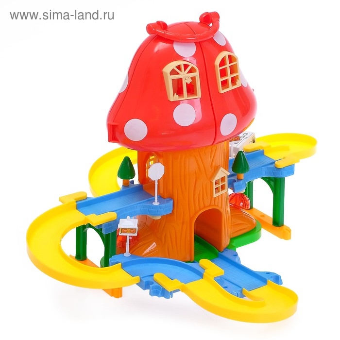 Железная дорога «Грибной домик», световые и звуковые эффекты, работает от батареек Железная дорога «Грибной домик», световые и звуковые эффекты, работает от батареек