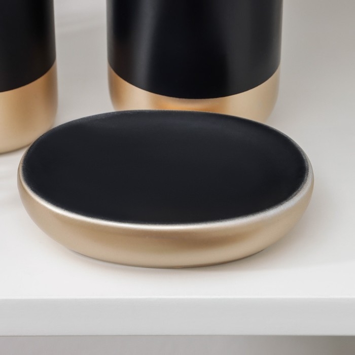 Наборы аксессуаров для ванной комнаты &laquo;Руж&raquo;, 3 предмета (дозатор для мыла 290 мл, мыльница, стакан 300 мл), цвет чёрный