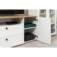 Тумба под ТВ Остин 16.47, 1600х419х608, Белый мдф/Дуб золотой